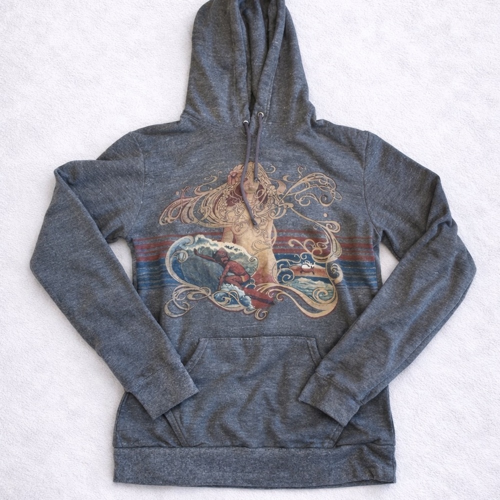 Very Rare HTF Aviator Nation Gray Mermaid Hoodie - Picture 2 of 6